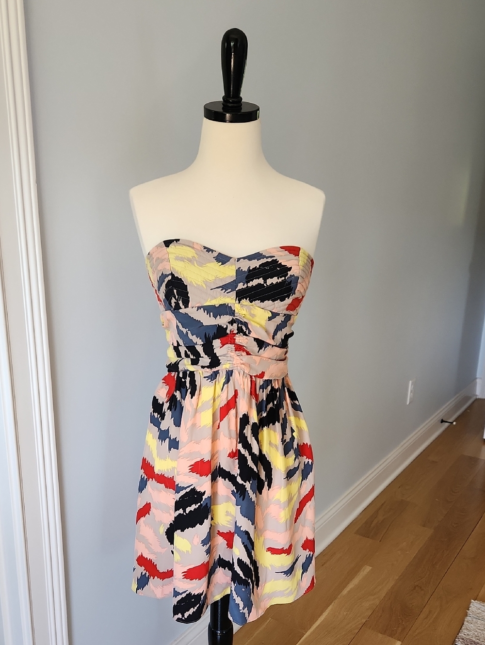 Parker Strapless Silk Print Minidress
